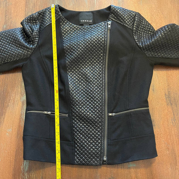Trouve Women's Wool & Faux Leather Jacket Motorcycle Style Sz XS - Picture 9 of 9